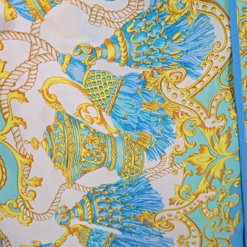 {Caché} Women’s Blouse Multicolor Tassel Print Tie Cold Shoulder Blouse - Size S - Picture 11 of 12